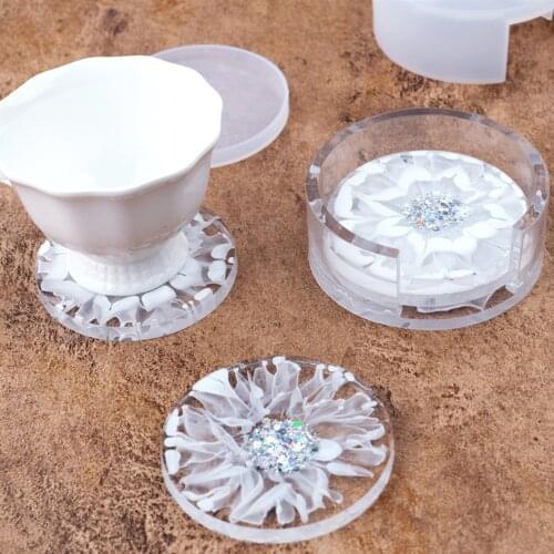 DIY Crystal Epoxy Resin Mold Coaster Round Coaster Box Storage Box Mirror Silicone Mold Resin Coaster Molds Home Decoration