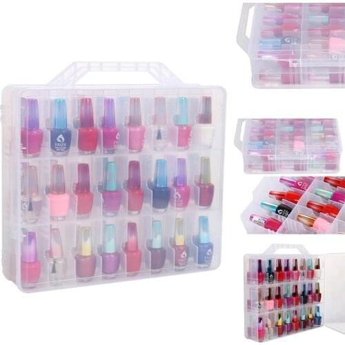 Empty Nail Polish Storage Box Equipment For Nail Oil Sided Double 48 Storage Lattice Rack Box Box Portable Storage V3E1