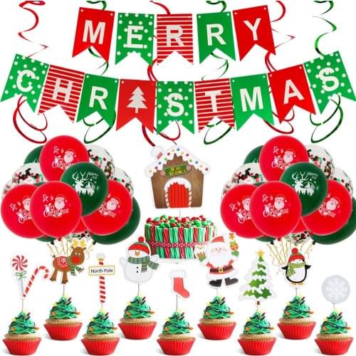 SALE One Get Five Free Merry Christmas Aluminum Latex Balloon Set Combination Christmas Decoration