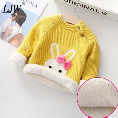 Boys girls sweater 2021 autumn winter new Cartoon childrens plus velvet thickened childrens baby warm pullover knitted sweater