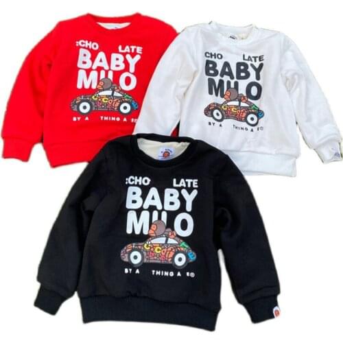 New Kids Boy Girls Cartoon Green Blue Red Animal Car Plus Velvet Thicken Hoodie Tops Sweatershirt Winter Hoodies