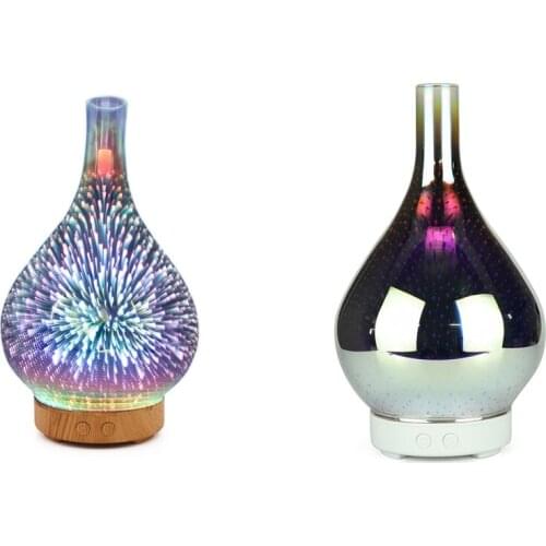 3D Firework Glass Vase Shape Air Humidifier with 7 Color Led Night Light Aroma Essential Oil Diffuser Mist Maker Ultrasonic Humi