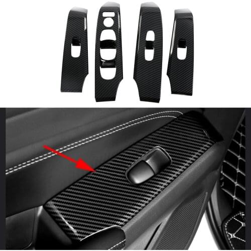 Interior Door Armrest Cover Window Switch Panel Trim For Nissan Altima 2019-2021 Accessories Carbon Fiber 4pcs LHD