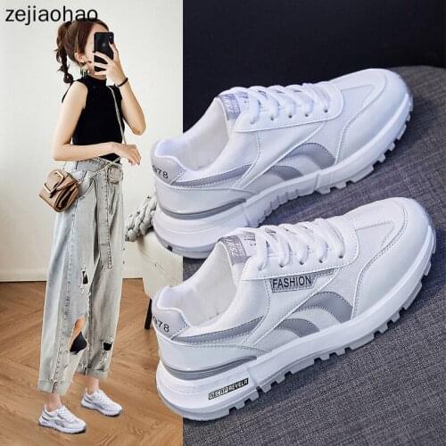 Zejiaohao Autumn Women Shoes Flats Causual Ladies Sports Shoes Fashion Air Mesh Lace Up Light Breathable Female Sneakers J2216-2