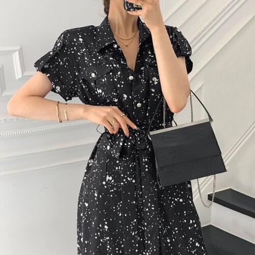 Slim A-Line Dresses Women Sexy 2021 Short Sleeve Dress for Women Elegant Summer Vintage Party Dress Printing French