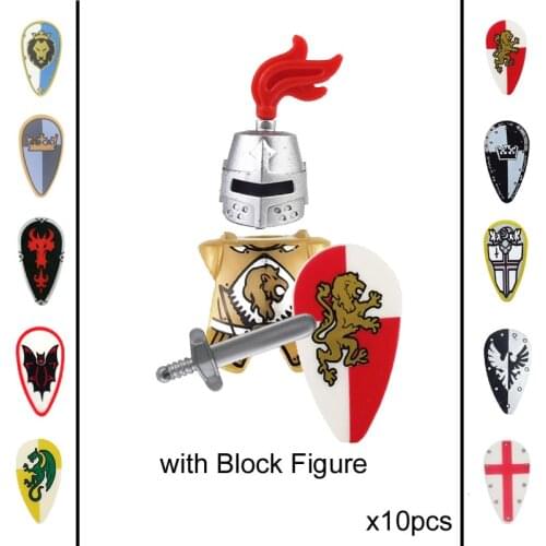10pcs Middle Ages Rome Golden Knight Hawk Castle king knights compatible Blue lion Building Block Dragon knight