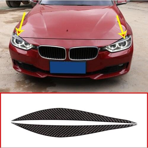 2pcs Real Carbon Fiber For BMW 3 4 Series F30 F32 F33 F36 2013-2019 Front Fog Lamp Strips EyeLid Trim Car Accessories