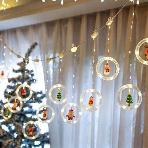 2022 New Year Christmas Round Curtain Light String Fairy Light String Christmas Decoration for Home Xmas Gifts Navidad Decor