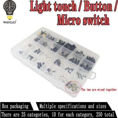 250PCS 25 Types X10 PCS Tactile Push Button Touch Switch Remote Keys Button Microswitch Hot Sale