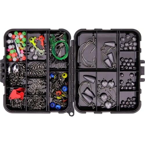 257pcs/box Fishing Tackles Box Kit Set With Hooks Snap Sinker Weight For Carp Bait Lure Ice Winter Accessoires