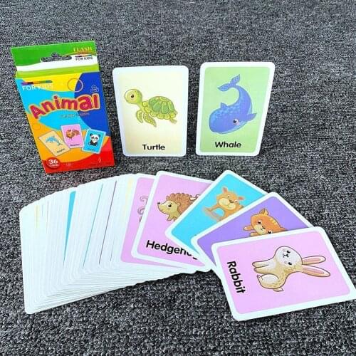 36Pcs Kids Cognition Puzzles Toys Toddler Cards Toy Animal Game Matching Set Card Baby Cognitive Fruit Cards Flash Life Tea Q0F8