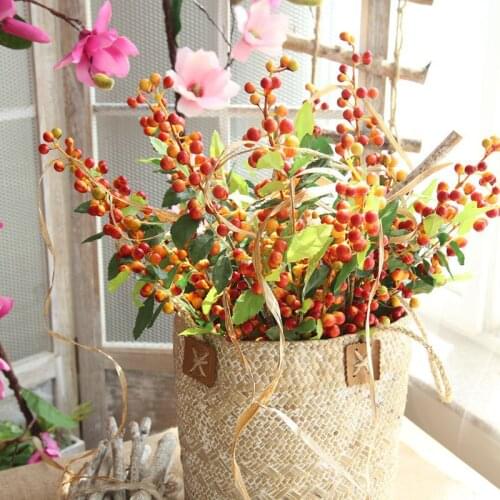 6pcs/lot 70cm Long Artificial Flowers Christmas Fruit Berries Beans for Wedding Home Party Decoration Flower Accessories