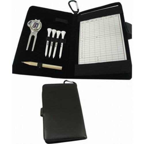 ACMECN Genuine Leather Bookpad for Golf Accessories with 4pcs Tee 1pc Divot Tool and Marker Notebook for Golf Club Stationery