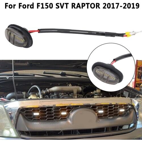 Car Front Grille LED Lights 12LED Car DRL Day Light Smoked Lens Daytime Running Lights For Ford F150 SVT RAPTOR 2017-2019