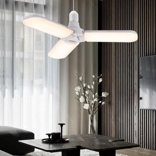 E27 LED Bulb Foldable Fan Blade Bulb 45W 60W Angle Adjustable Bombillas Super Bright Leaf Lamp for Indoor Home Ceiling Light