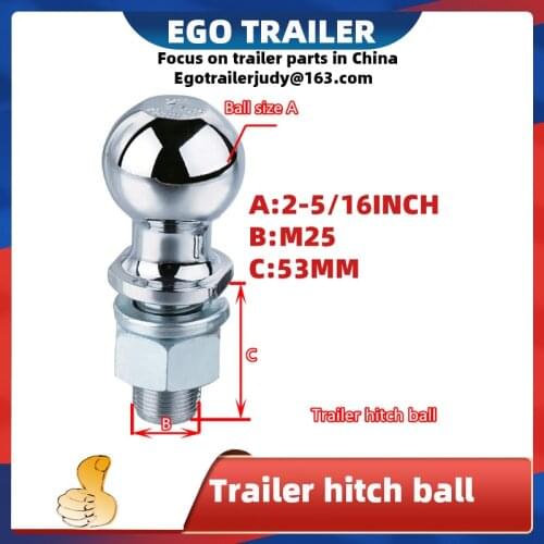 EGO Chrome Hitch Tow Ball 2-5/16", 1-1/4"(M31) shank dia.Trailer Hitch Towball Capacity 12000lbs, trailer parts,trailer coupling