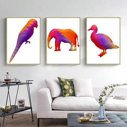 Oil Canvas Painting Elephant Duck Flying Bird Vintage Picture Poster Canvas Print Painting Wall Art Living Room Home Decoration