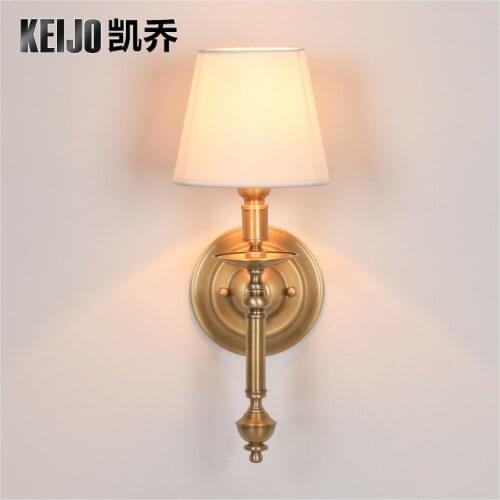 Keijo, American country wall copper bedroom bedside lamp lens headlight European minimalist living single head lamp