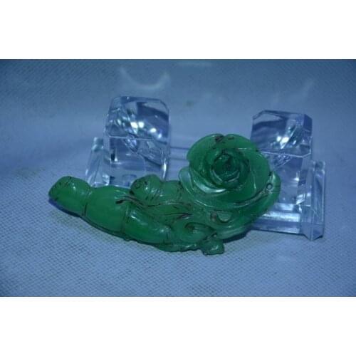 Collection of the Qing Dynasty (1826-1861) old emerald statue,Flower,free shipping