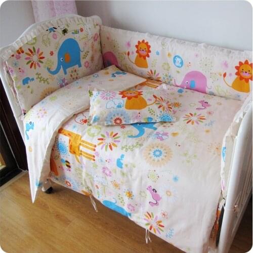 6/7PCS Cartoon Baby Bed Set,Duvet Cover,toddler bed Safety and Healthy Kids Accessory toddler Room Decor 120*60/120*70cm