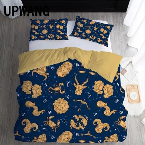 UPWANG 3D Bedding Set Constellation Printed Duvet/Quilt Cover Set Bedcloth with Pillowcase Bed Set Home Textiles