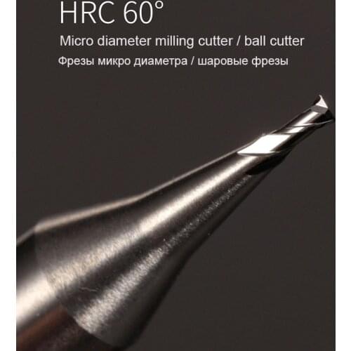 R0.1mm-0.9mm Micro End Mills Radius HRC60 Tungsten Carbide Ball Nose End Mill 2 flutes CNC Machine Milling Cutters Aluminum CNC