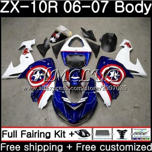 Bodywork For KAWASAKI NINJA ZX1000C ZX-10R 2006 2007 61HC.0 ZX1000 C ZX 10 R ZX 10R 06 07 ZX10R 06 07 Fairing kit New Blue white