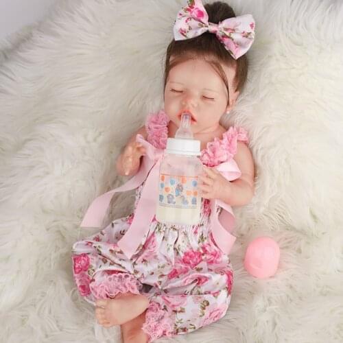 43cm Reborn Baby Girl Full Body Soft Silicone Reborn Baby Doll Sleeping Baby Reborn Girl Bath Toy Christmas Gift To Newborn Baby