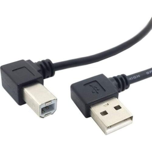 Left Angled USB 2.0 A Male to Left Angled B Male 90 degree Printer Scanner Cable 20cm