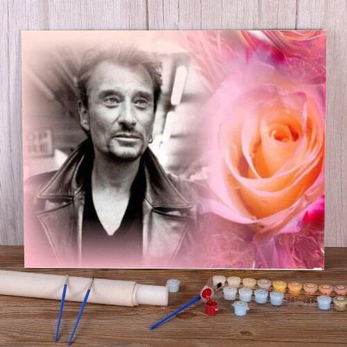 Johnny Hallyday DIY Painting By Numbers Kit Oil Paints 50*70 Paiting By Numbers Loft Wall Picture Adults Handicraft Drawing
