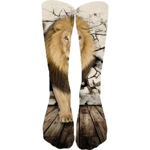 KYKU Lion Socks Men Animal Stocking Printed Anime Socks Animal Cartoon Funny Print Harajuku Sock 3d Ladies socks Kawaii Hip Hop