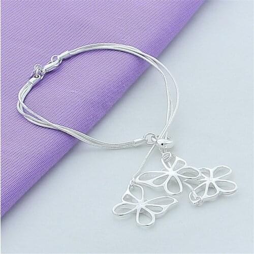 New Arrival 925 Sliver Fashion Jewelry Five Butterfly Snake Chain Bracelet For Women &Girls Romantic Wedding Daily Party Gift