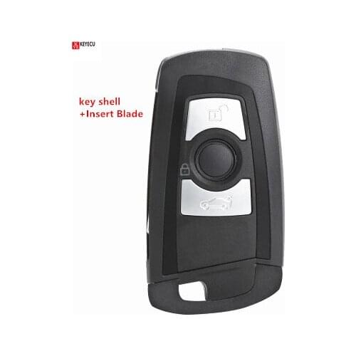 Keyecu New Remote Key Case for BMW New 5 Series Smart Key Shell Fob 3 Button + insert key