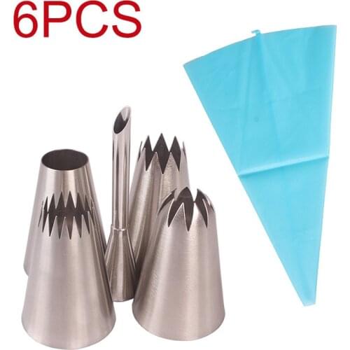 Extra Large Puff 6-Piece Set 6PCs Cookie Puff Cream Pastry Nozzle Set Baking Tools