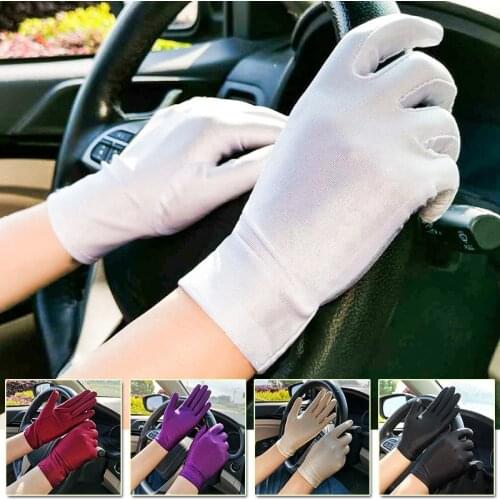 2pcs Summer Spandex Gloves Women Sunscreen Thin Stretch Pure Color Gloves Tight Ladies Drive Gloves