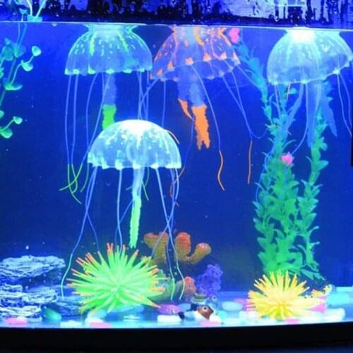 Colorful Artificial Glowing Effect Jellyfish Mini Submarine Ornament Fish Tank Aquarium Decor Decoration Aquatic Pet Supplies