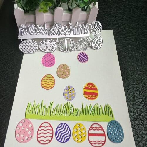 Christmas gift 6 Easter eggs and small grass metal cutting mold Scrapbook handmade cardboard photo album decoration DIY handmade