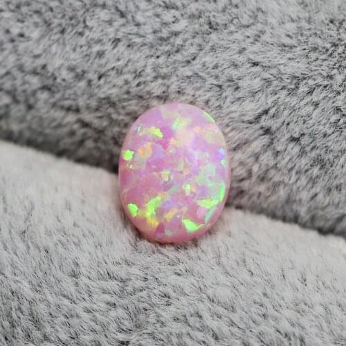 Pink opal stone loose beads gemstones oval shape flat base cabochon created gemstone for jewelry making DIY precious stones