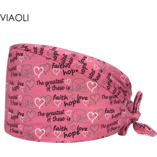 High Quality Pet Clinic Nurse Hat Hospital Doctor Cap Pet Grooming Scrubs Hats Sweat-absorbent Cartoon Printed Dentist Work Caps