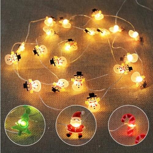 Battery Powered LED Snowflakes Snowman String Fairy Lights Garland Christmas Santa Claus Decorations Lights for Party Holiday