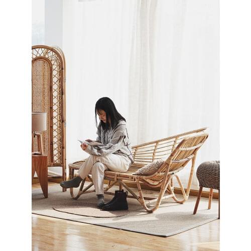 TT Chaise Longue Rattan Chair Home Rattan Simple Comfortable Outdoor Balcony Nap Chair Backrest Sofa
