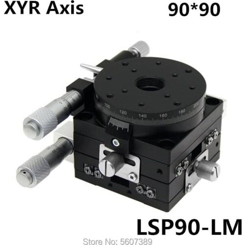 XYR 3 Axis 90MM 3.5" Manual Trimming Platform V-rail Heavy load Linear Stages and Angle Rotary Tuning sliding table LSP90-L 90