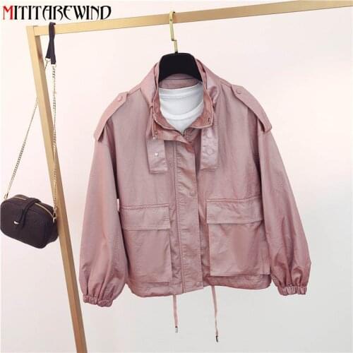 2021 New Design PU Leather Jacket Women Casual Loose Epaulet Leather Coat Female Spring Autumn Korean Fashion Leather Outerwear