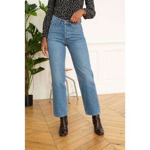 Womens High Waist Solid Color Jeans 2021 Fashion Simple Casual Ladies Long Denim Pants Female Trousers