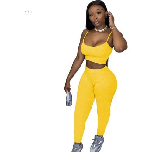 Womens Summer Casual Sports Solid Color Suspender Trousers Two-Piece Suit Yoga Fitness Set Sportswear