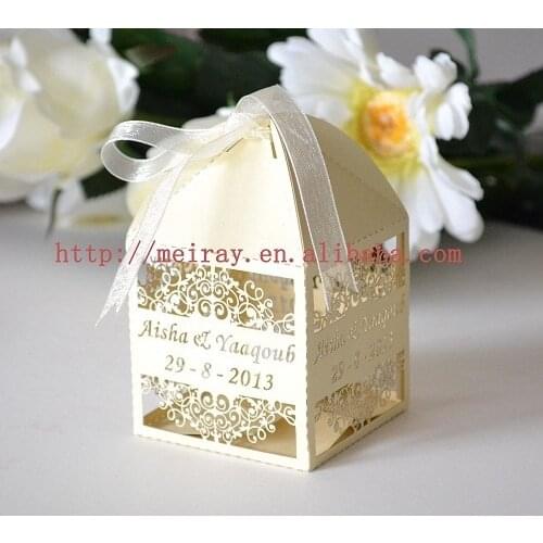 100pcs/lot Laser cut ramadan box, ramadan islam, ramadan favor boxes with free ribbon