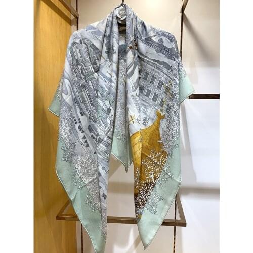 135x135cm Large Square Wool Shawl Cape for Women Winter Warm Scarves Wraps Foulard “Approach Moscow