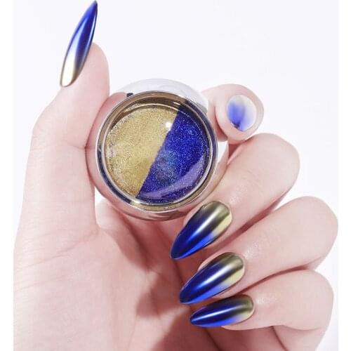 2 Colors Mirror Nail Art Glitter Powder Purple Sliver UV Gel Nail Pollen Chrome Pigment Decoration Metallic Holographic Sequins