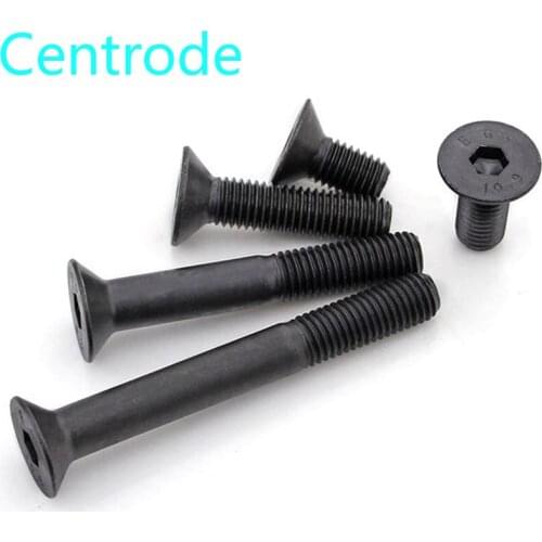 Black Hex socket Flat Head Long Bolts KM DIN79910.9 Level Countersunk Head Hexagon Socket Machine Screw M8 m10 m12 m16 M20 2Pcs