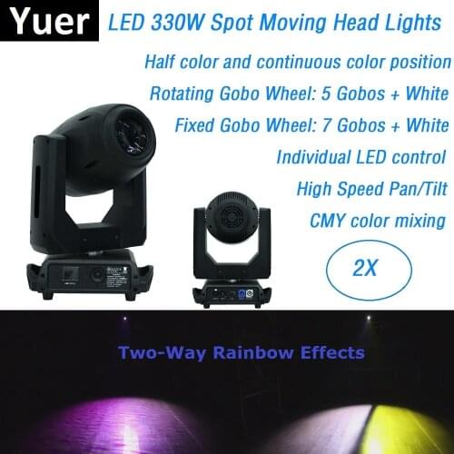 2XLot Free Shipping 330W LED Moving Head Spot Lights DMX512 Stage Wash Lighting Effect 10-27 Degree Zoom Dj Party Disco Lights